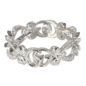 Gucci White Gold Diamond Flora GG Ring